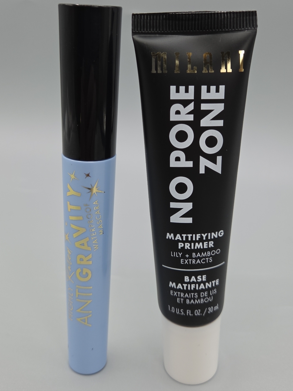 Milani No Pore Zone Mattifying Primer (Black) & Light Blue Mascara Duo